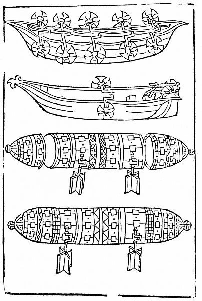 Various forms of paddle boats for use in war