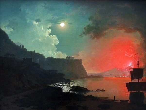Vesuvius from Posillipo, oil on canvas, c. 1788, by Joseph Wright of Derby, on display