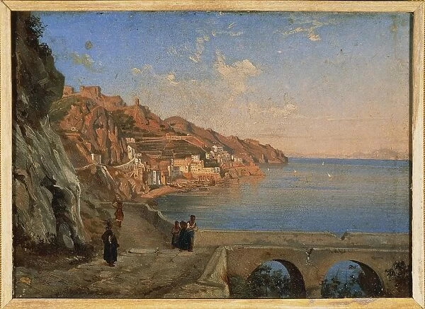 View of Amalfi, by Teodoro Duclere, Oil on panel