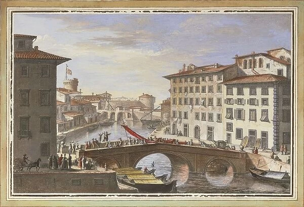 View of Livorno, New Venice district, by Giuseppe Maria Terreni, illustration