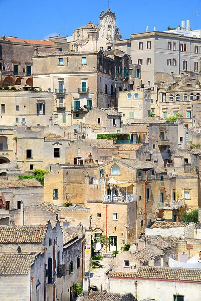 View of Matera. Matera is a city located on a rocky outcrop. The so-called area of the Sassi (Stones) is a complex of cave houses carved into the rock, Basilicata, Italy, Europe