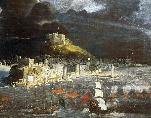 View of Naples from the sea, by Francois Didier Nome or Didier Barra known as Monsu Desiderio