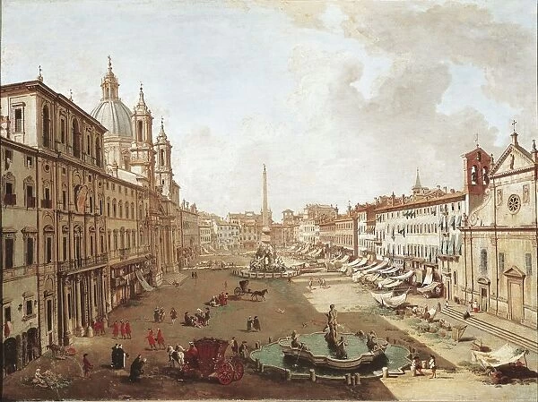 View of Piazza Navona in Rome (Veduta di Piazza Navona a Roma) by Bernardo Bellotto (1720-1780)
