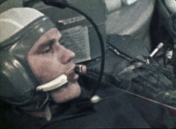 Vladimir shatalov in the cabin of the soyuz 4 orbiter, 1969