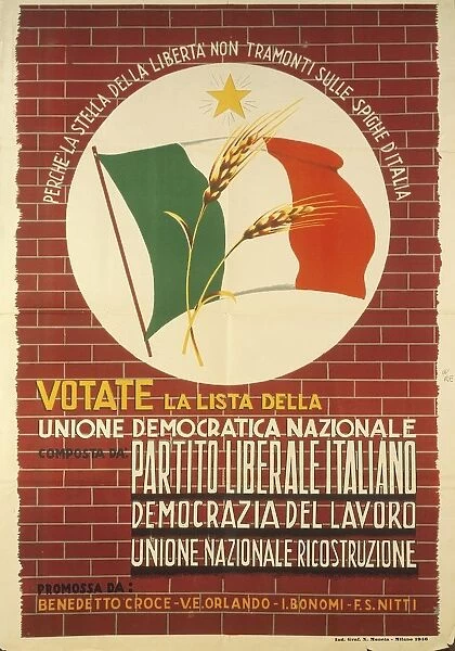 Vote for National Democratic Union, political propaganda poster for the elections of 1946
