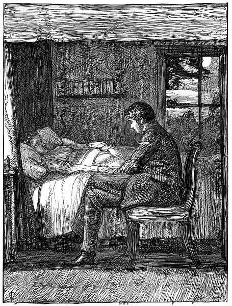 Will watching and listening at his friends deathbed. Illustration by John Everett Millais