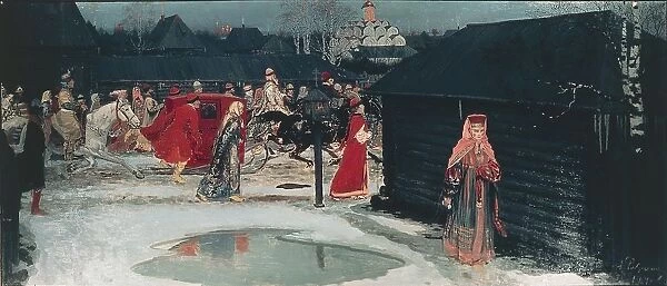 Wedding procession in Moscow, by Andrei Rjabushkin, 1901, painting