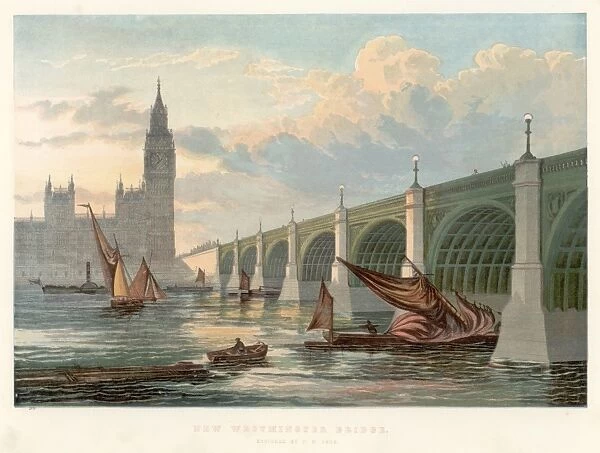 Westminster Bridge, London, looking from the south bank of the Thames. This is the