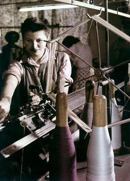 Woman worker at a textile factory in budapest, hungary, 1950s