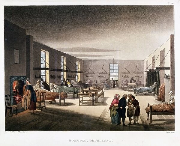 Womens ward in the Middlesex Hospital, London. From The Microcosm of London
