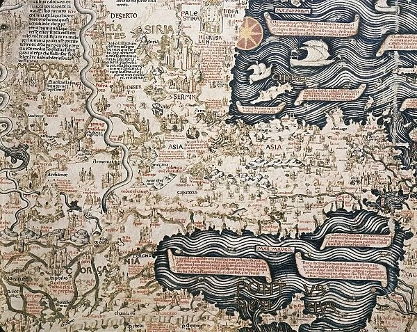 World map by Camaldolese monk Fra Mauro, 1449, detail: Asian Turkey and Mesopotamia