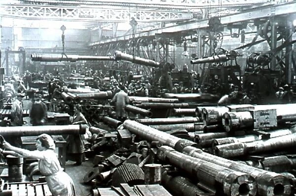 World War 1914-1919: British women working in an armaments factory in Nottingham