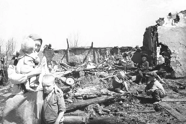 World war 2, a family whos house was burned to the ground in the orel region