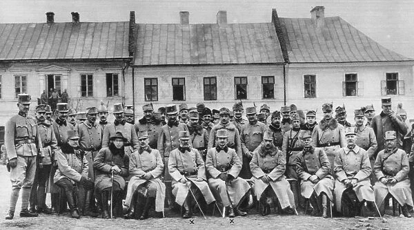 World War I 1914-1918: Austrian Archdukes Frederick and Charles with their officers, 1915