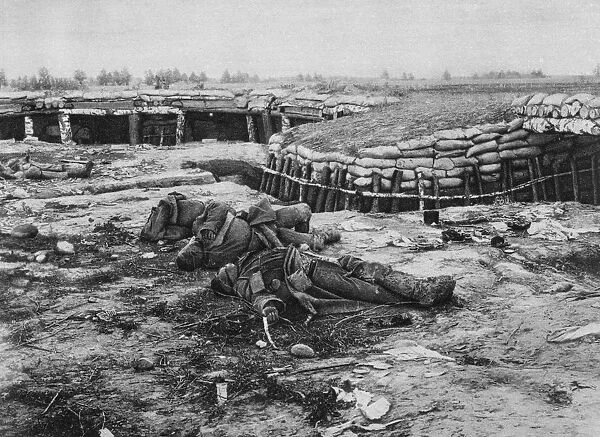 World War I 1914-1918: Eastern Front. Russian position abandoned in the face of German