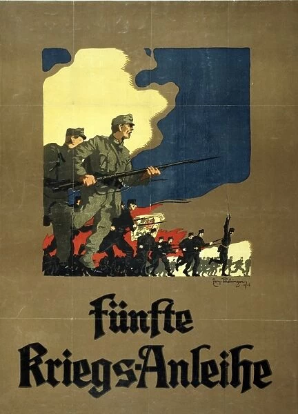 World War I 1914-1918: Funfte Kriegs-Anleihe, 1916. Austrian poster for the issue