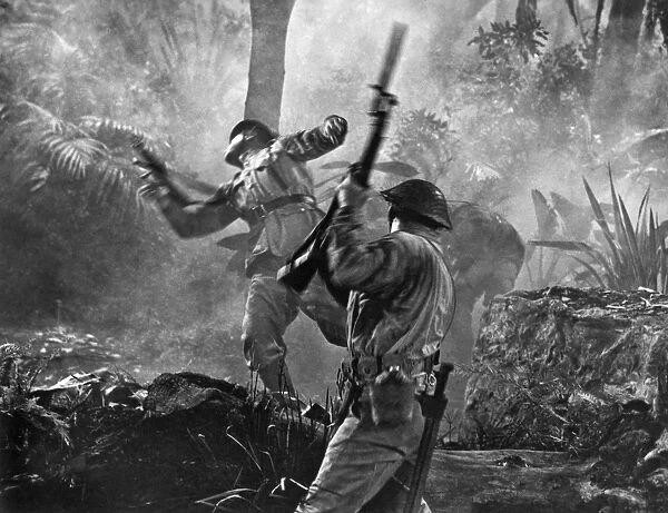 A World War II hand to hand combat battle scene