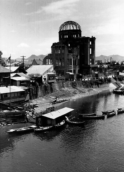 Hiroshima. 6th August 1955: A view of bomb damaged areas of Hiroshima