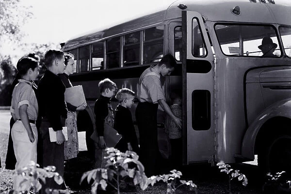 Students Boarding School Bus