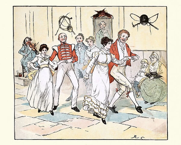 Young couples dancing together, Victorian 19th Century dance