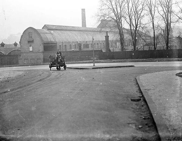 A horse and cart driving past the Joynsons Paper Mill at Saint Marys Cray, Kent. 1933