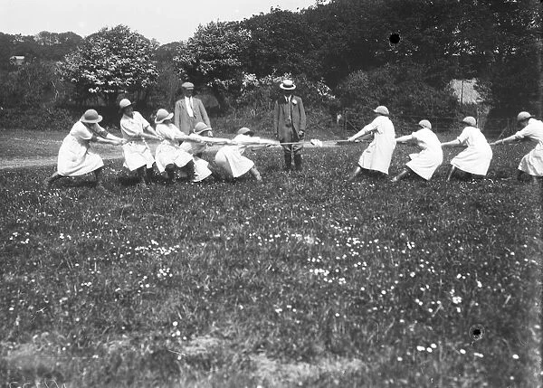 Members of the First World War Womens Land Army. Tregavethan Farm, Truro, Cornwall. 28th May 1918
