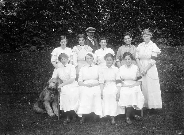 Members of the First World War Womens Land Army. Tregavethan Farm, Truro, Cornwall. 16th October 1916
