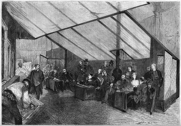 The 1872 Salon: a session of the jury of paintings. From right to left are Meissonnier