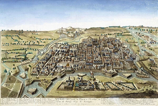 18th century engraving representing the city of Turin