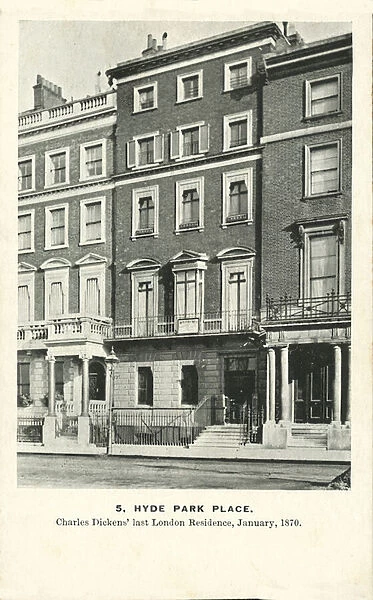 5 Hyde Park Place, last London home of the novelist Charles Dickens (b  /  w photo)