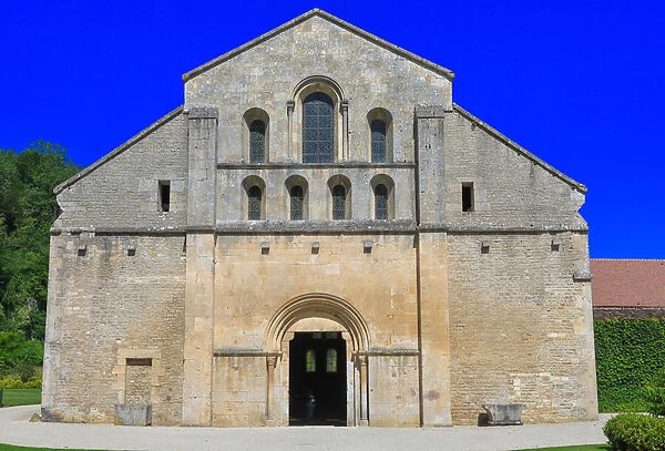 Abbey of Fontenay. The West facade of the abbey church (photography)