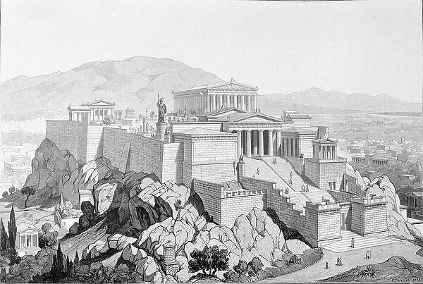 The Acropolis of Athens. Engraving from 1861