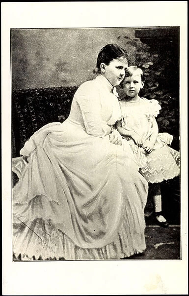 Ak Queen Emma with Wilhelmina of the Netherlands with daughter Wilhelmina (b  /  w photo)