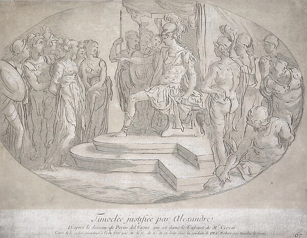 Alexandre et Timoclee, engraved by Nicolas Lesueur (1691-1764) (litho)