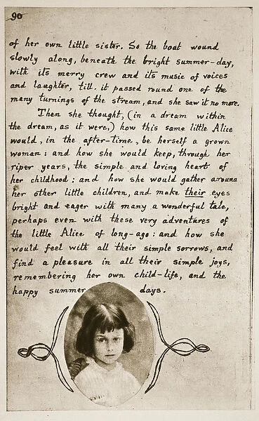 Alice Liddell on the last page of Alices Adventures Underground