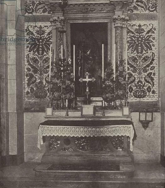 Side altar, Latin Church, Nazareth, supposed to stand over the site of Josephs home, in which Jesus grew up (b  /  w photo)