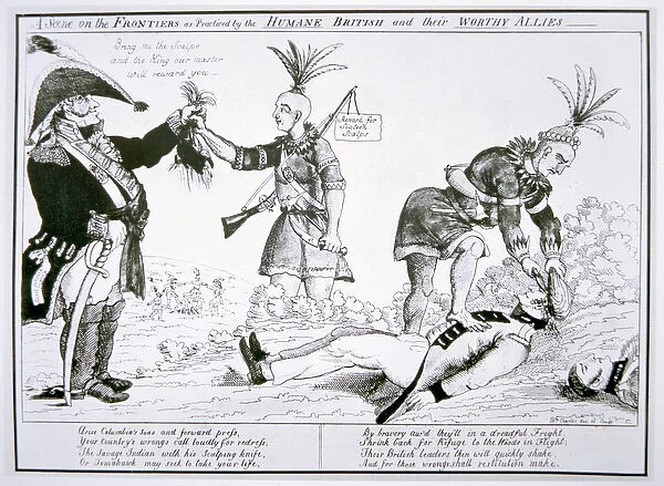 American cartoon deploring the British for rewarding scalp-taking Indian allies (litho)