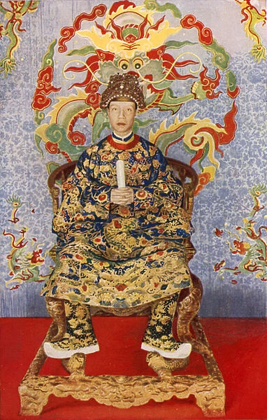 Annam: The emperor on his throne of gold (colour photo)