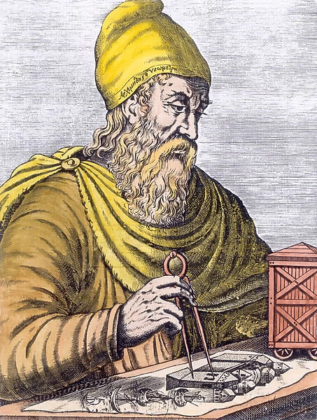 Archimedes (287-212 BC) (engraving) (later colouration)