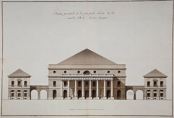 Architectural plan of the theatre of Odeon in Paris in 1782 in Paris