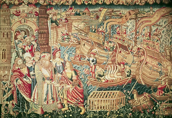 The Arrival of Vasco da Gama (c. 1469-1524) in Calcutta, 20th May 1498 (tapestry)