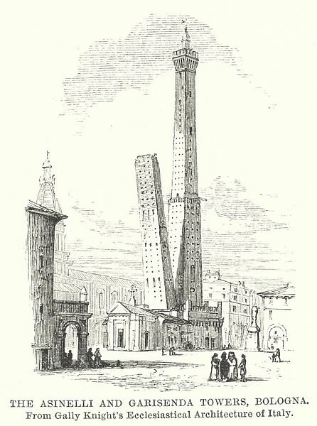 The Asinelli and Garisenda Towers, Bologna (engraving)