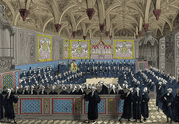 The Assembly of Parliament in 1787 in the presence of King Louis XVI, Engraving