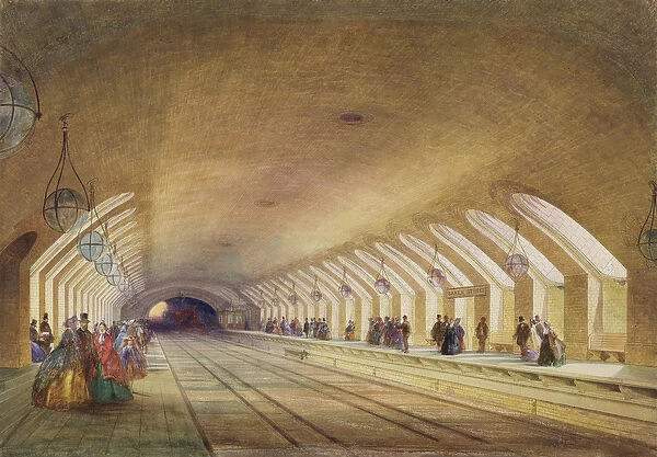 Baker Street Station, 1863 (w  /  c & bodycolour with pen & ink on paper)
