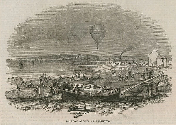 Balloon ascent at Brighton (engraving)