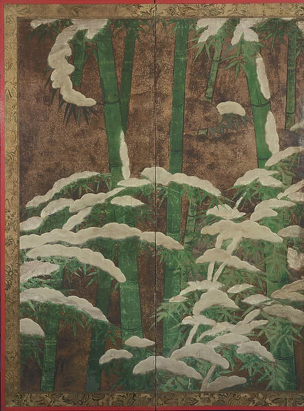 Bamboo in the snow, c. 1600 (ink, colour, gold and silver on paper)