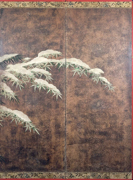 Bamboo in snow, c. 1600 (ink, colours, gold and silver on paper)
