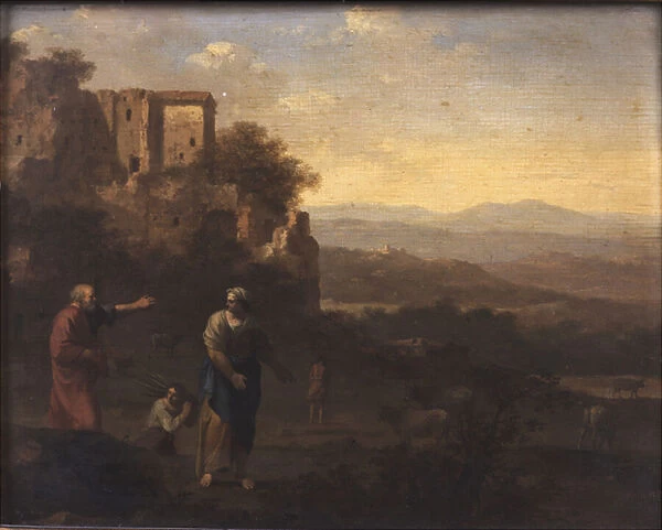 The Banishment of Hagar and Ishmael (oil on panel)