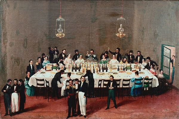 Banquet in honor of General Antonio Leon in Oaxaca, Mexico Painting of the Mexican
