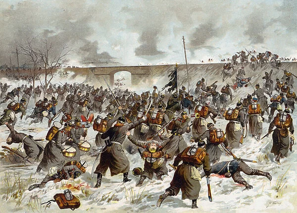 Battle of Amiens, Franco-Prussian War, 23 December 1870 (chromolitho)